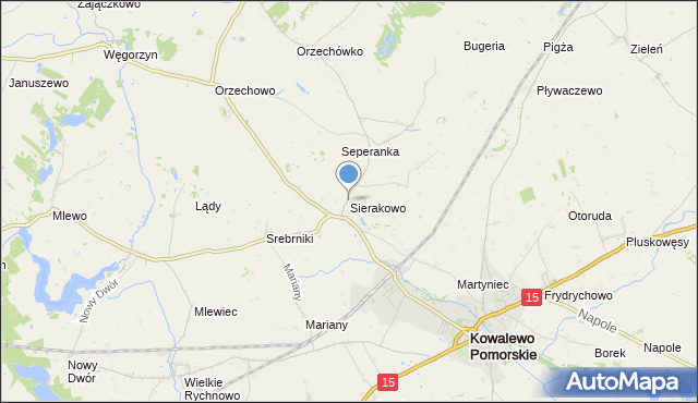 mapa Sierakowo, Sierakowo gmina Kowalewo Pomorskie na mapie Targeo
